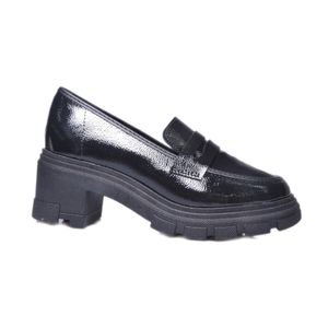 Sapato Moleca Mocassim Tratorado Verniz Preto Feminino 107024