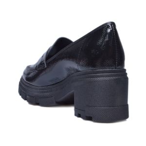 Sapato Moleca Mocassim Tratorado Verniz Preto Feminino 107024