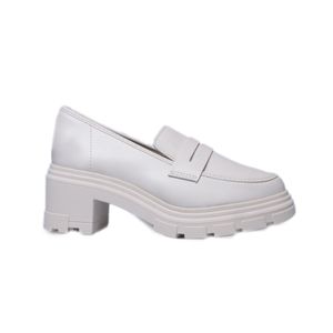 Sapato Moleca Mocassim Tratorado Off White Feminino 107025