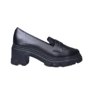 Sapato Moleca Mocassim Tratorado Preto Feminino 107023