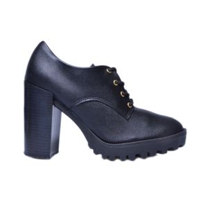 Sapato Moleca Oxford Salto Alto Preto Feminino