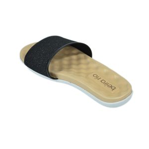 Chinelo Beira Rio Slide Gliter Preto Feminino