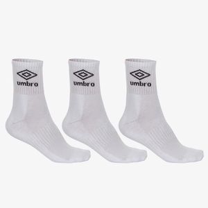 Kit Meia Umbro Branco C/ 3 Cano Médio Unissex