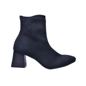 Bota Bebecê Cano Curto Salto Médio Cone Knit Preto Feminina