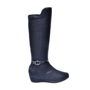 Bota Piccadilly Cano Alto Anabela Preto Feminina