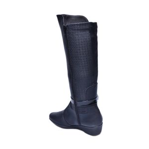 Bota Piccadilly Cano Alto Anabela Preto Feminina