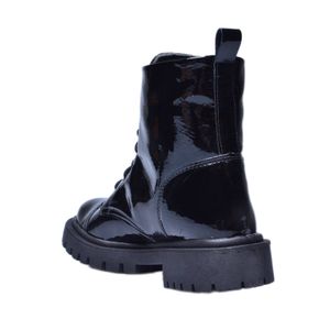 Bota Lady Choice Coturno Verniz Preto Feminina