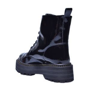 Bota Lady Choice Coturno Plataforma Verniz Preto Feminina