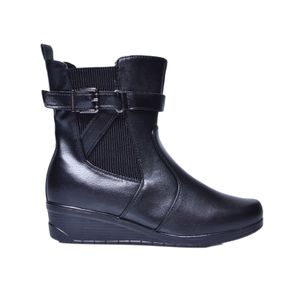 Bota Mooncity Cano Curto Anabela Preto Feminina