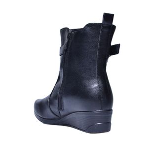 Bota Mooncity Cano Curto Anabela Preto Feminina