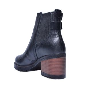 Bota Pegada Cano Curto Salto Bloco Preto Feminina