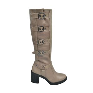 Bota Tanara Cano Alto Salto Bloco Cinza Feminina