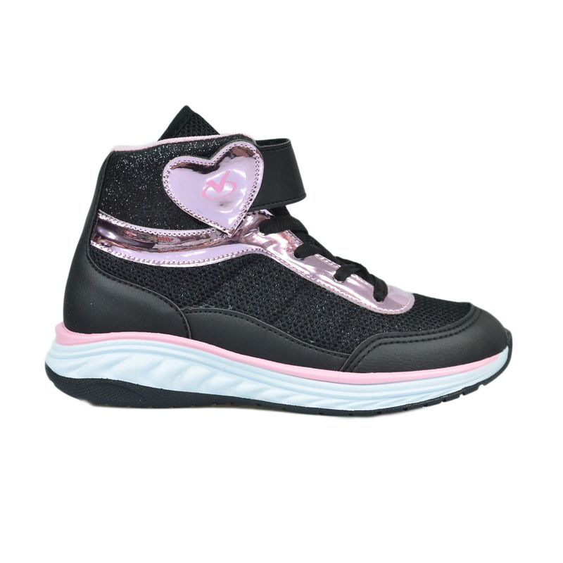 Tenis-Via-Vip-Cano-Medio-Preto-Rosa-Infantil-Feminino-Vv8504-Pto-Rsa