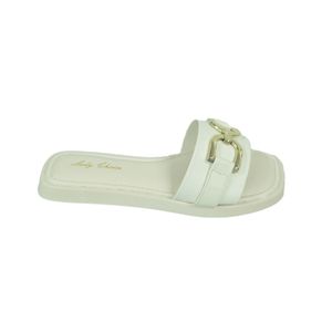 Tamanco Lady Choice Rasteiro Off White Feminino Kc2253