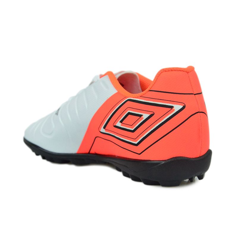 Chuteira-Umbro-Society-Fifty-Vi-Jr-Branco-Laranja-Preto-Infantil